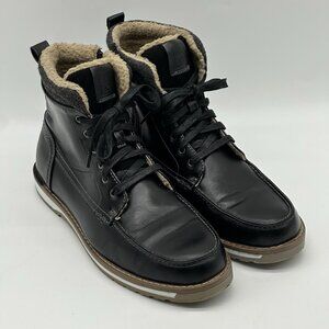 Harrison Myles Black Faux Leather Sherpa Lined Zip Moc-Toe Boots Men's Size 13
